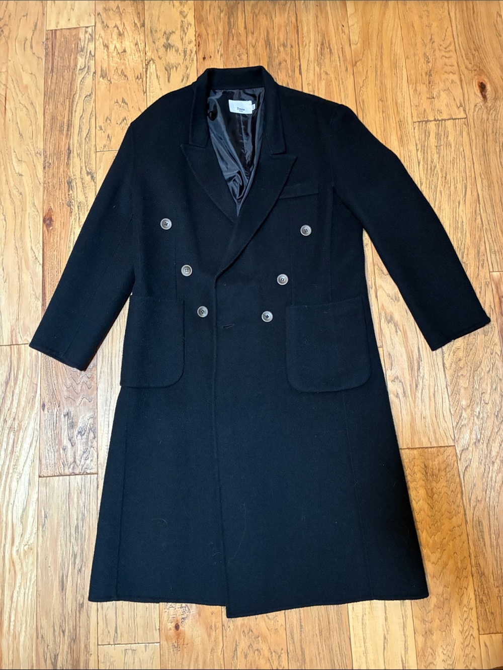 Frankie Shop Men's Double-Breasted Black Pea Coat